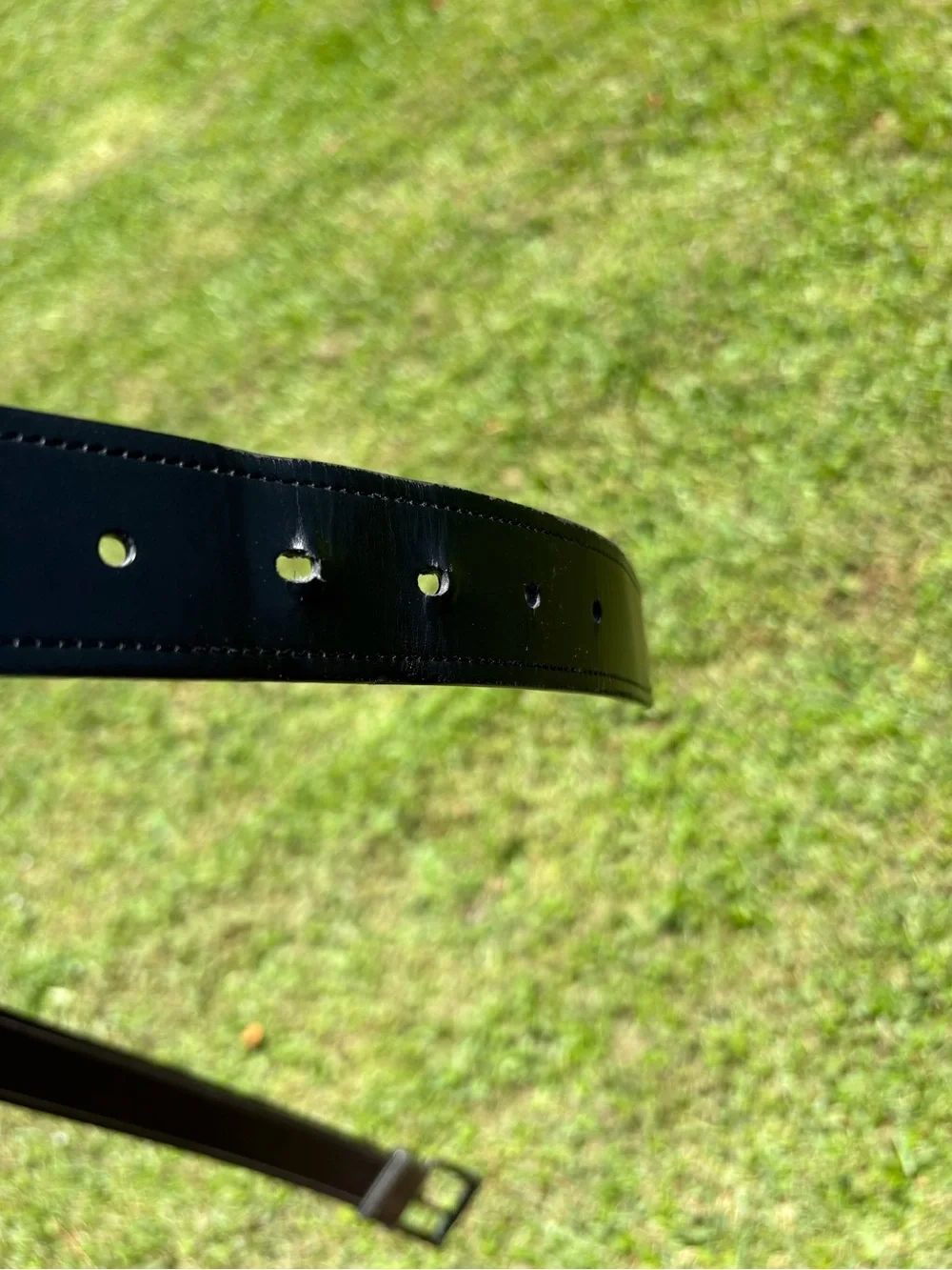 Black men’s belt B006905 34/85 Bonded Leather Y5DF Silver Buckle GUC Minor wear